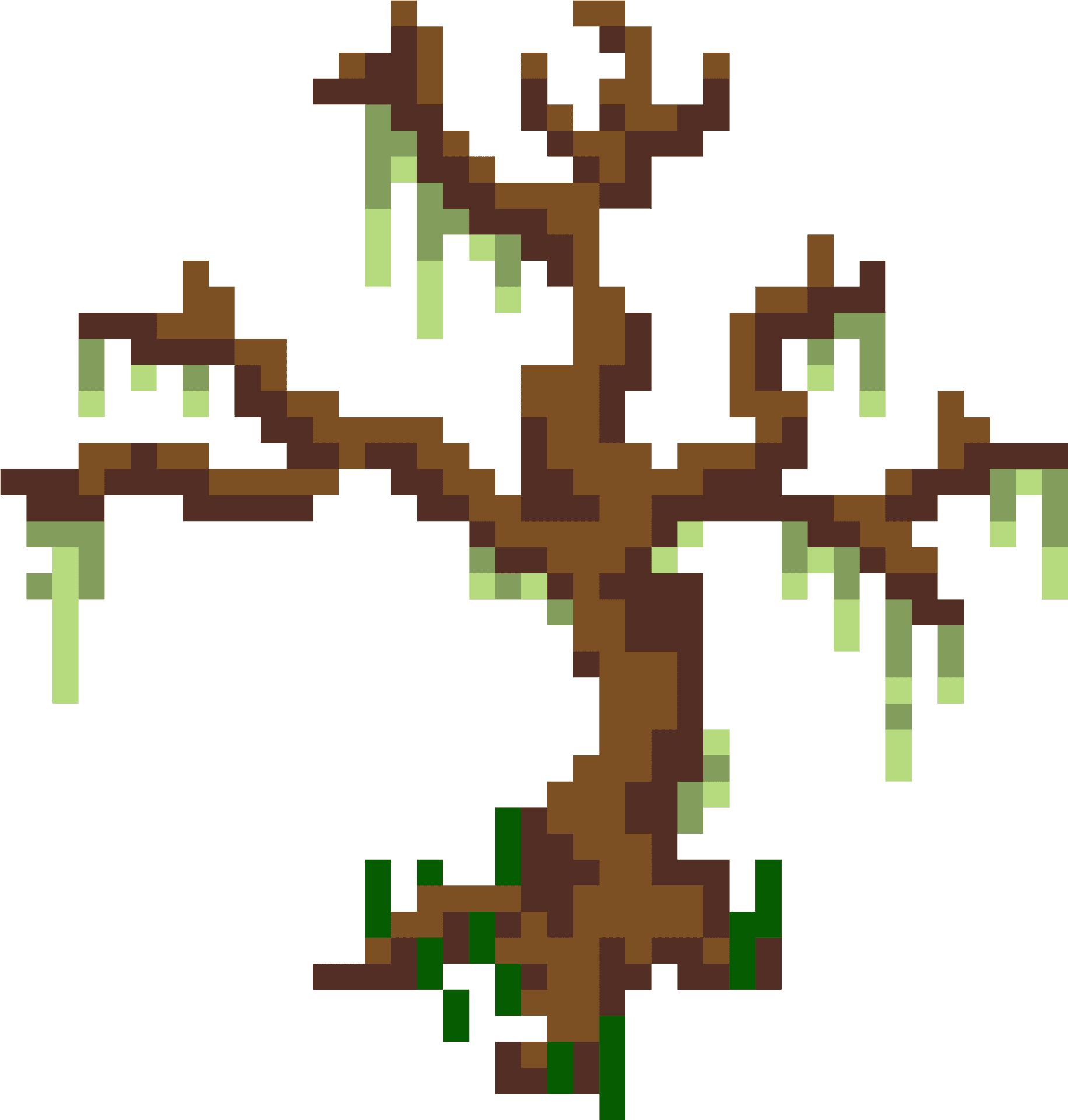 Pixelated_ Dead_ Tree_ With_ Hanging_ Moss.png PNG Image