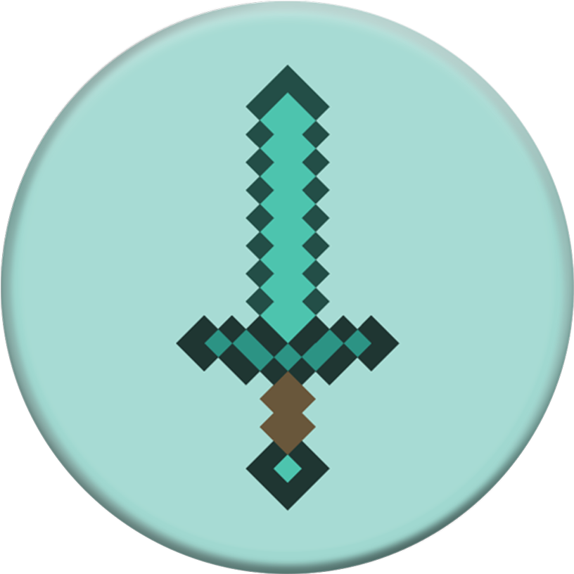 Pixelated Diamond Sword Icon PNG Image