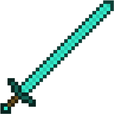 Pixelated Diamond Sword PNG Image