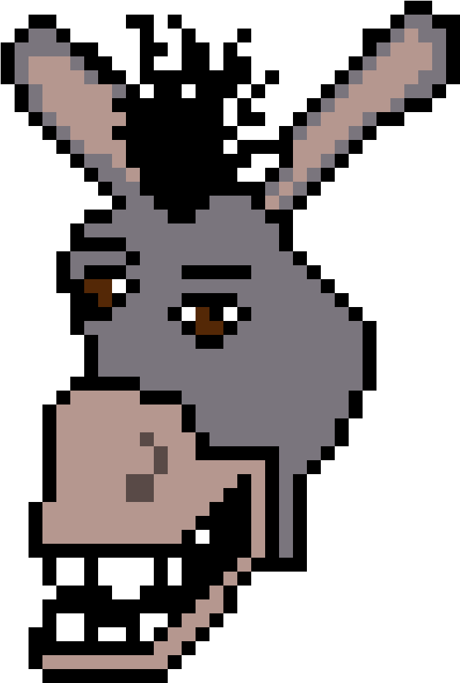 Pixelated Donkey Portrait PNG Image