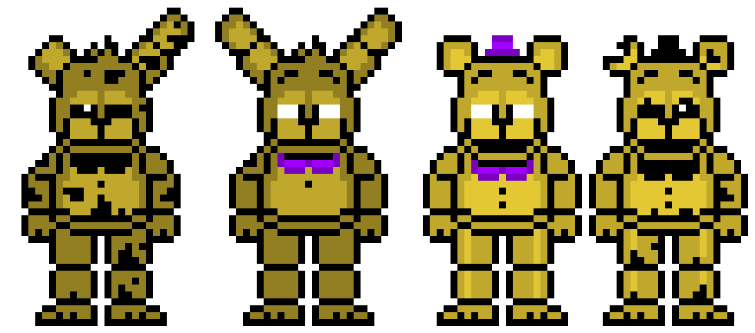 Pixelated Fredbear Characters PNG Image