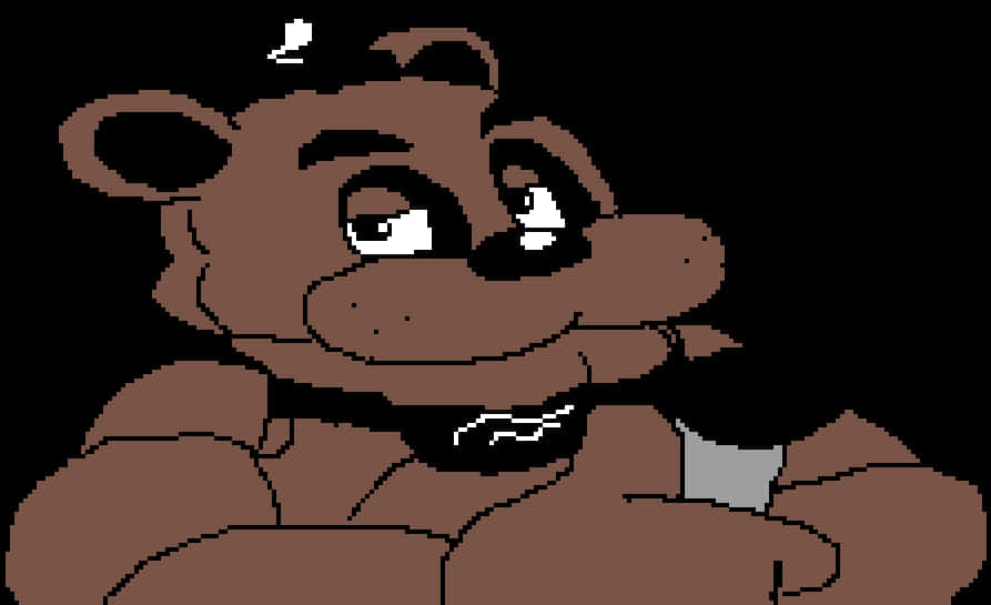 Pixelated Freddy Fazbear Portrait PNG Image