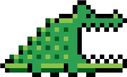 Pixelated Green Crocodile PNG Image