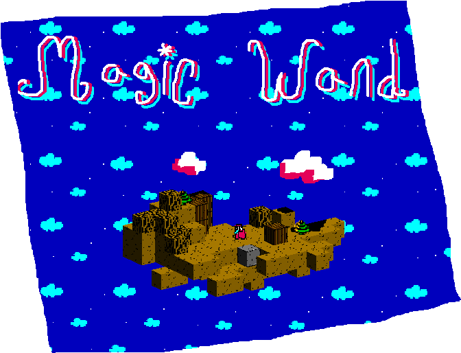 Pixelated Magic Wand Scene PNG Image