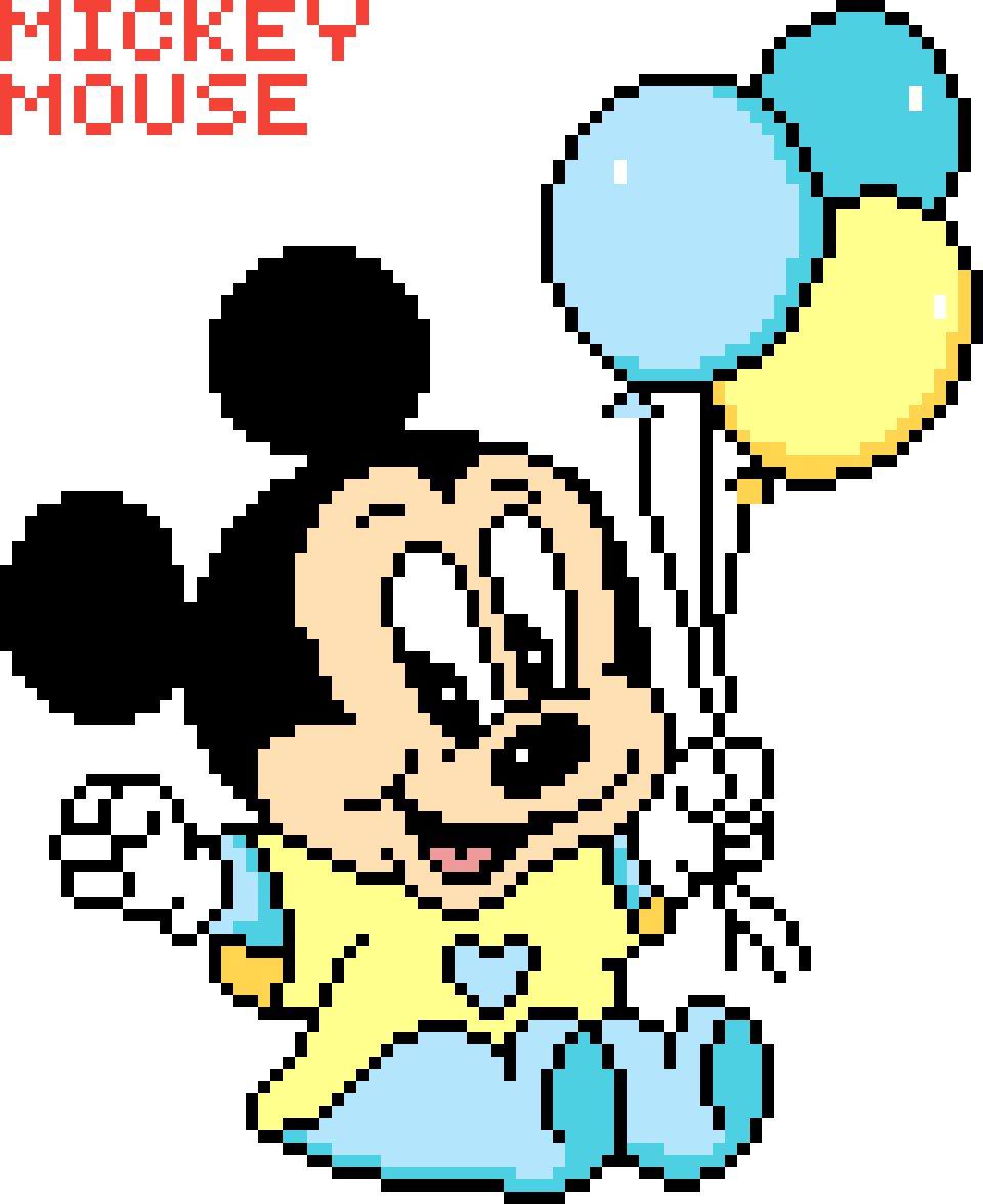 Pixelated Mickeywith Balloons PNG Image