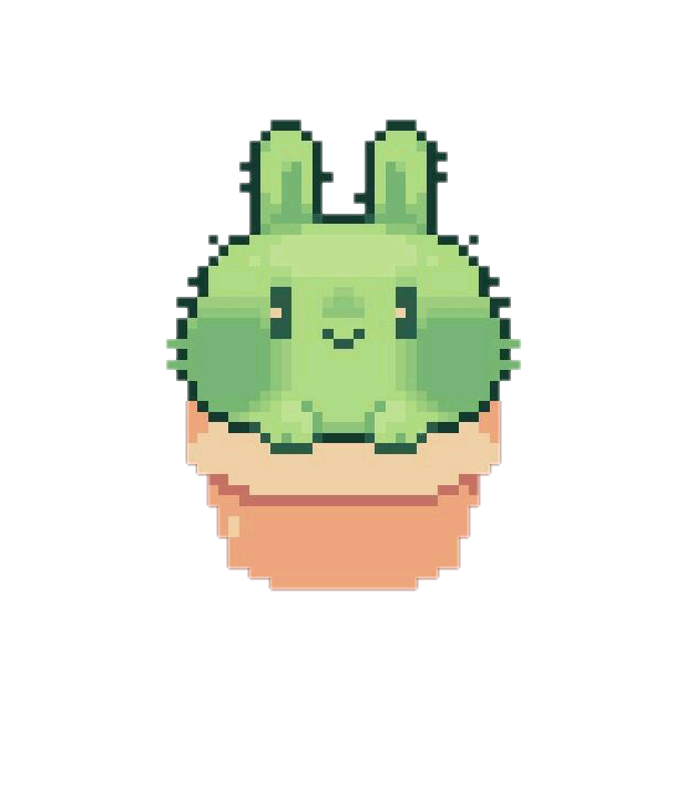 Pixelated Mint Bunny Plant Pot PNG Image