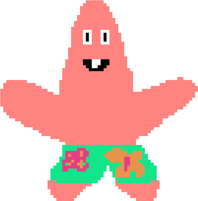 Pixelated Patrick Star PNG Image