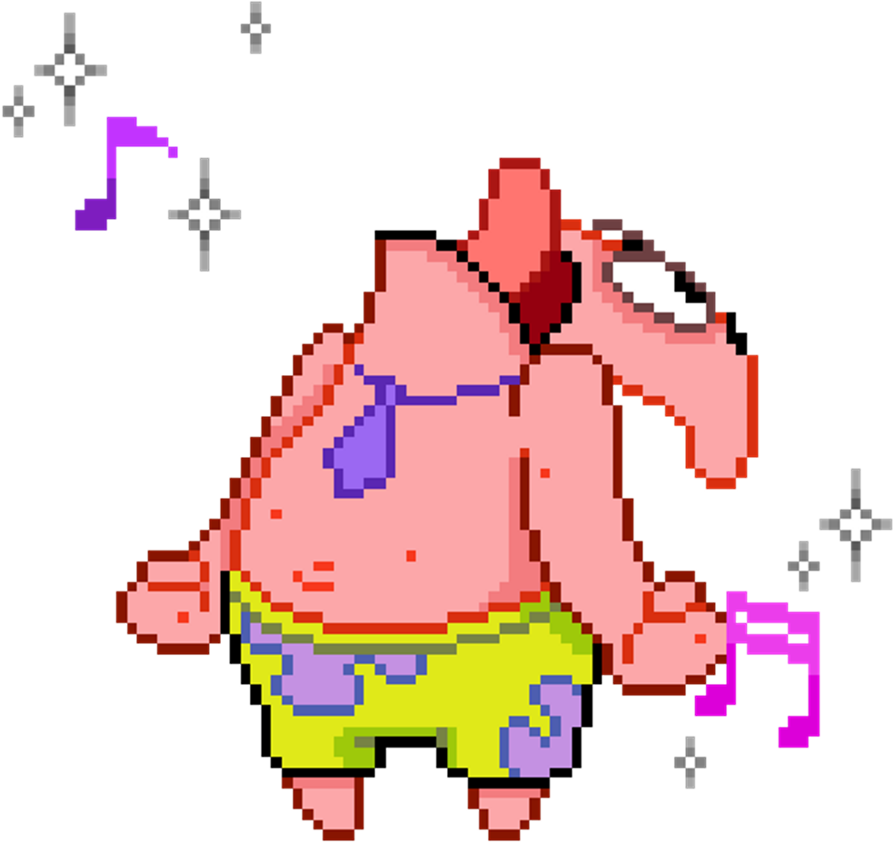 Pixelated Patrick Star Dancing PNG Image