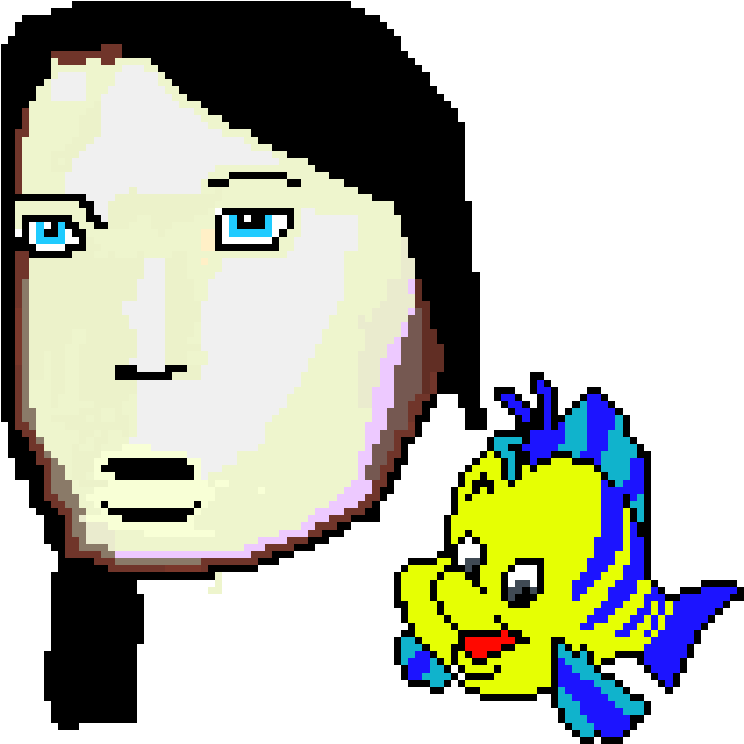 Pixelated Portraitwith Flounder PNG Image