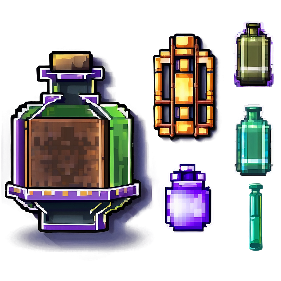 Pixelated Potion Bottle Png Aqc PNG Image