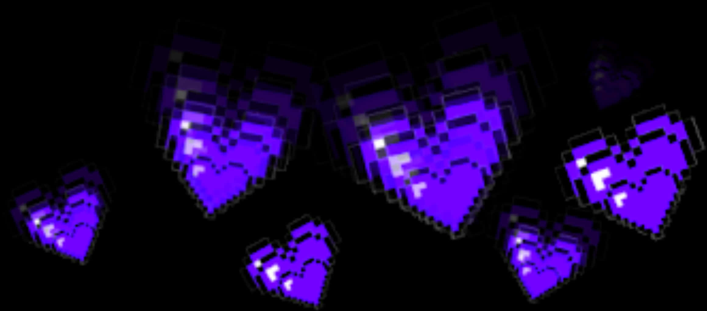 Pixelated Purple Hearts Tumblr Aesthetic PNG Image