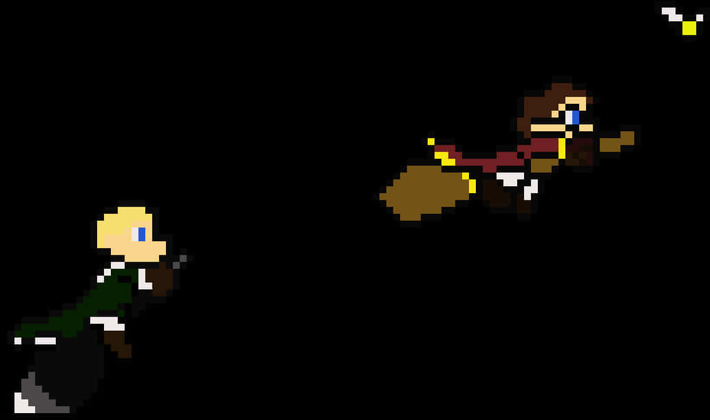 Pixelated Quidditch Chase PNG Image