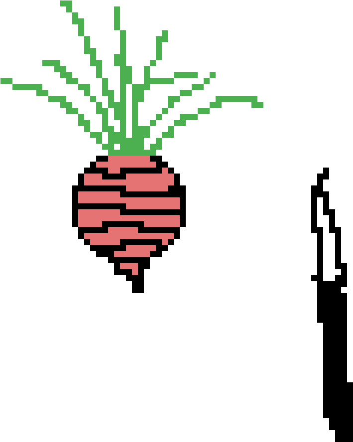 Pixelated Radish Illustration PNG Image