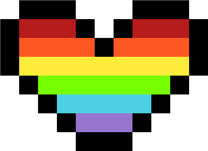 Pixelated Rainbow Heart PNG Image