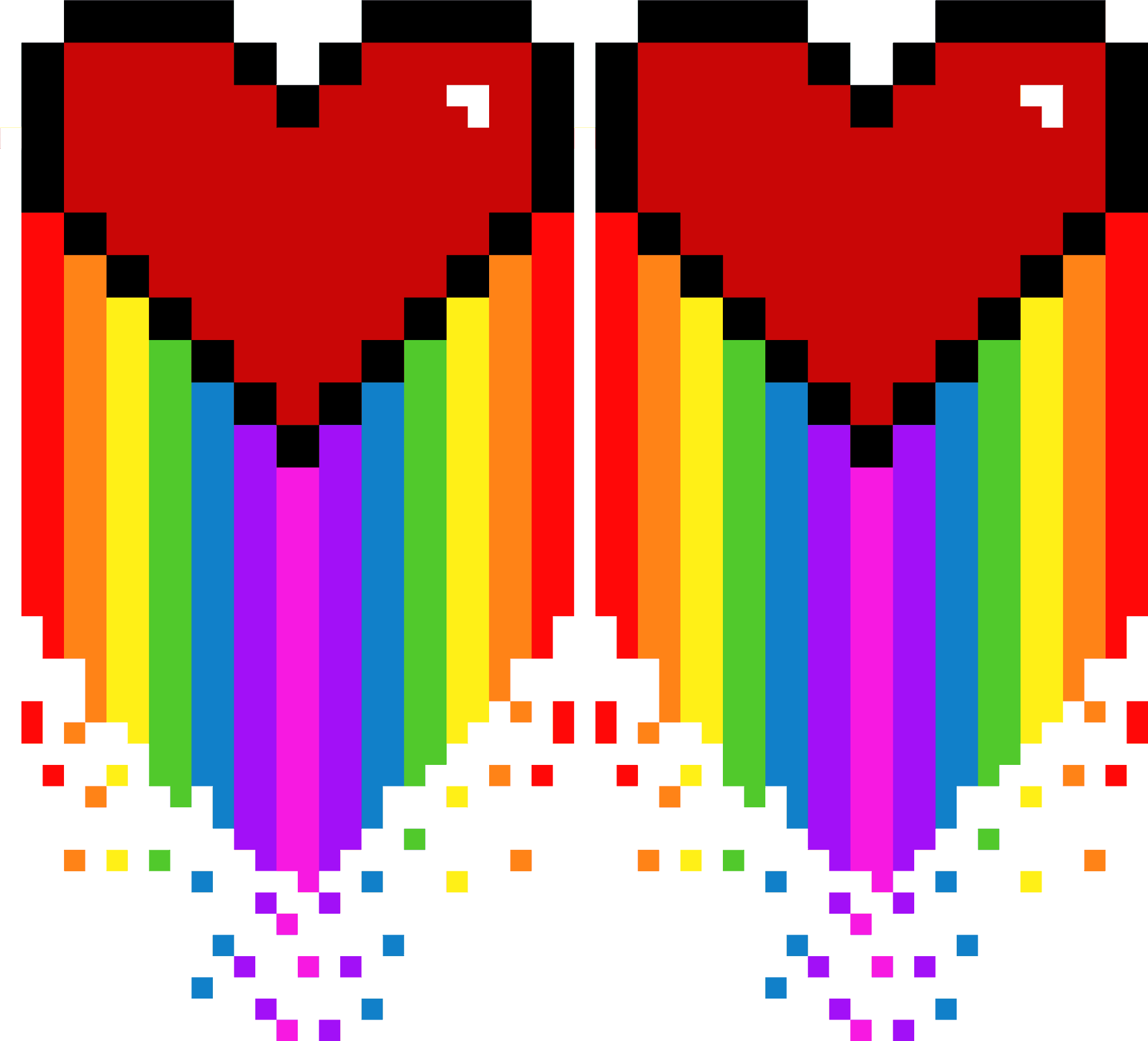 Pixelated Rainbow Hearts PNG Image