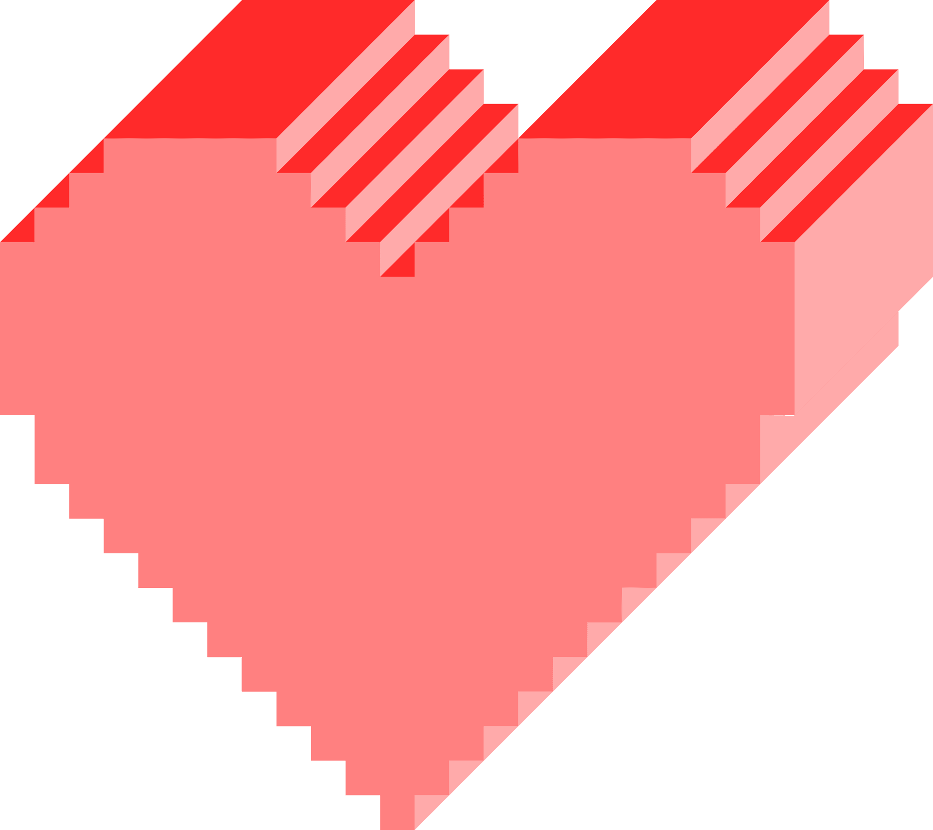 Pixelated Red Heart Graphic PNG Image