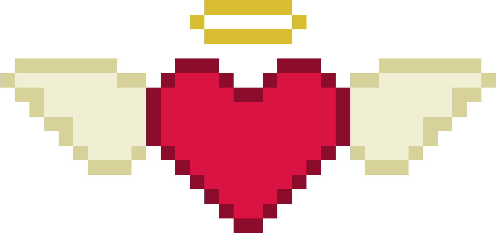 Pixelated Red Heart With Wings PNG Image