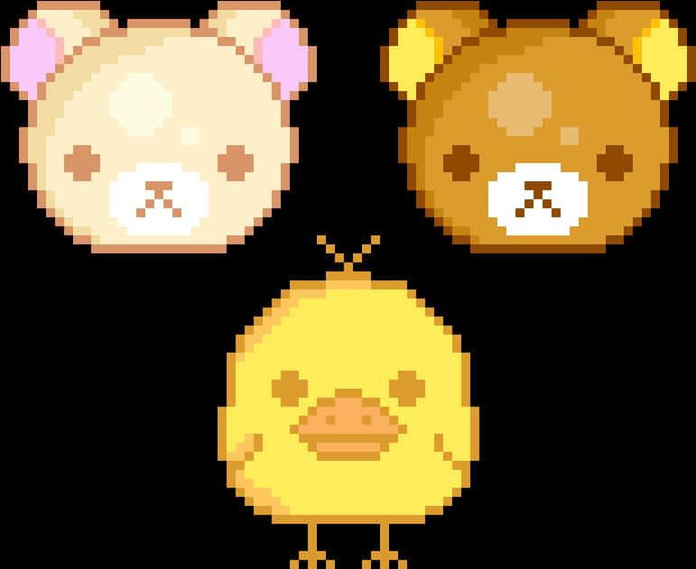 Pixelated Rilakkuma Friends PNG Image