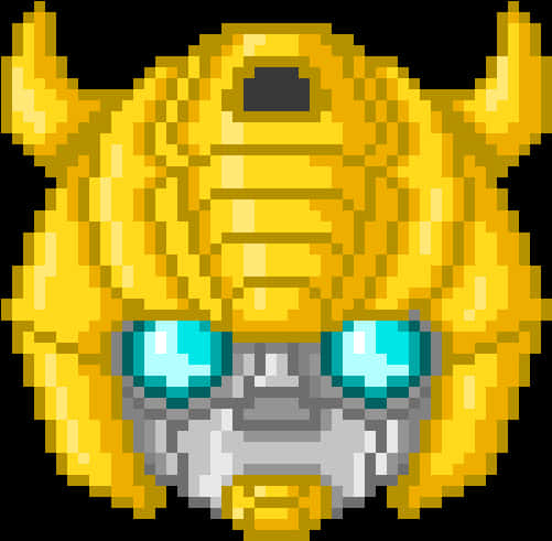 Pixelated Robot Face Art PNG Image