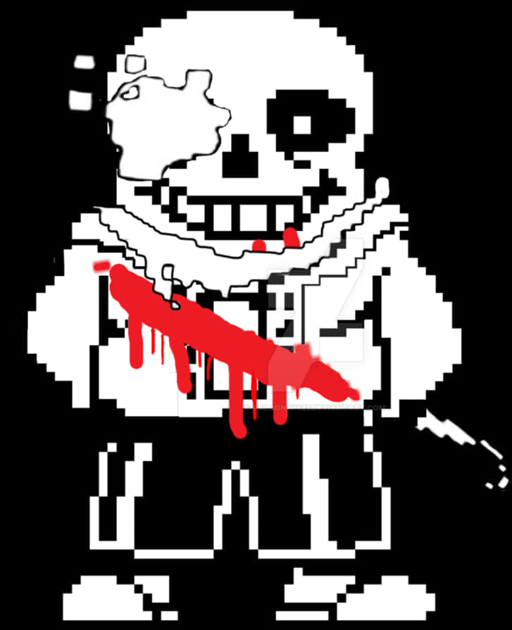 Pixelated Sans With Blood PNG Image