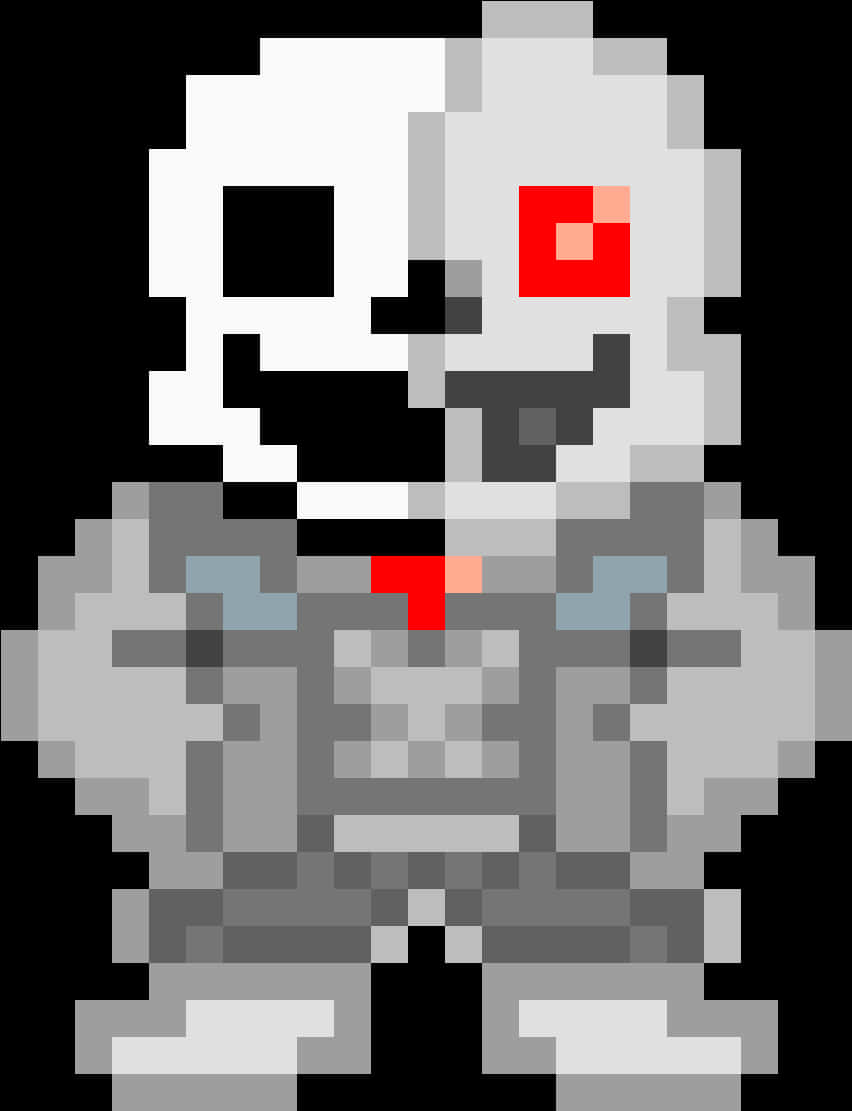 Pixelated Skeleton Character PNG Image