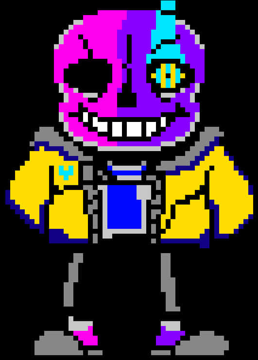 Pixelated Skeleton Character PNG Image