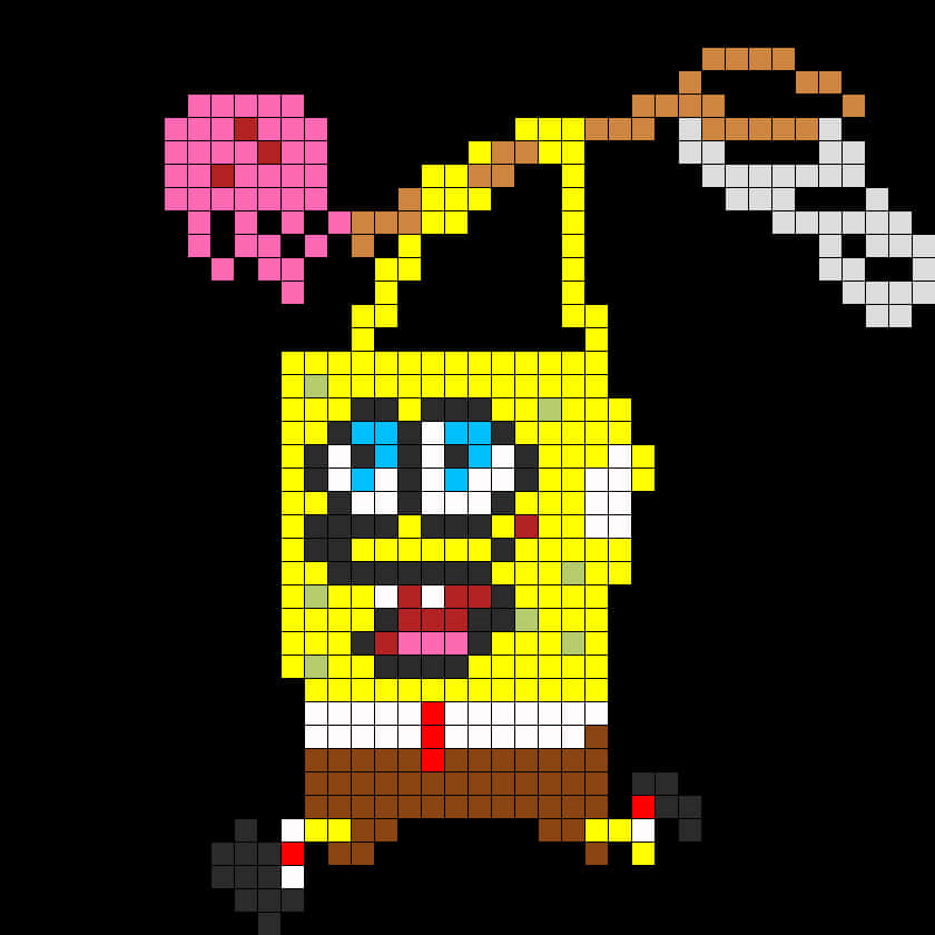 Pixelated Sponge Bob Jellyfishing PNG Image