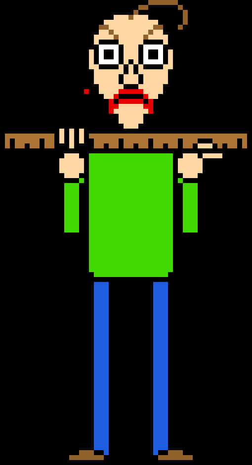 Pixelated Teacher With Ruler PNG Image