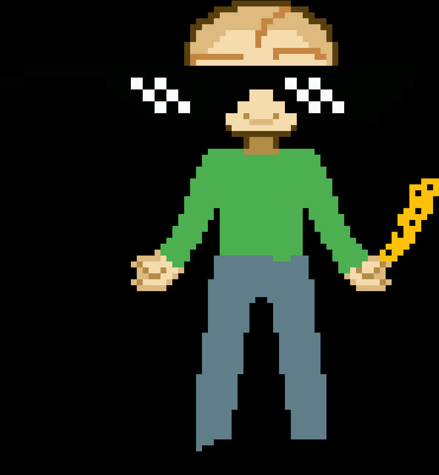 Pixelated Thug Life Character PNG Image