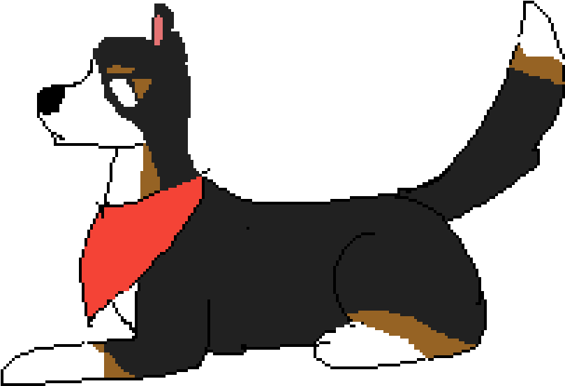 Pixelated Tricolor Dog With Bandana PNG Image