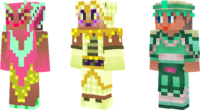 Pixelated Trio Costumes PNG Image