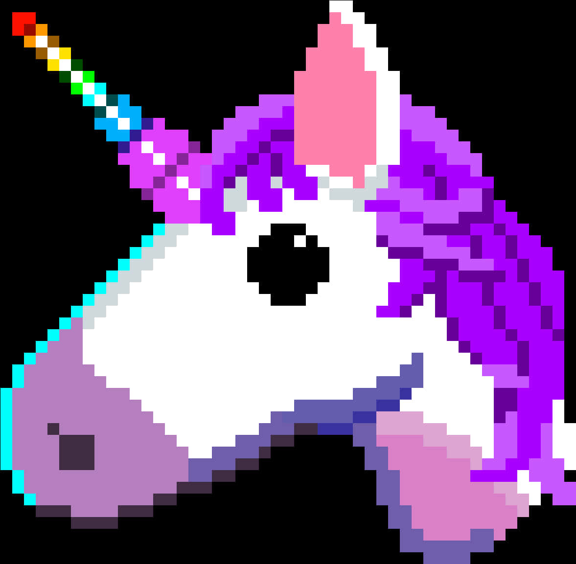 Pixelated Unicorn Head Graphic PNG Image