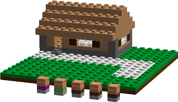 Pixelated Village Houseand Characters PNG Image