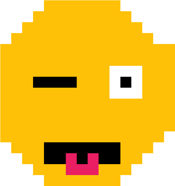 Pixelated Winking Face Emoji PNG Image