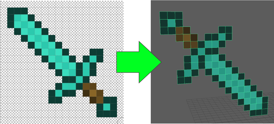 Pixelto3 D Diamond Sword Conversion PNG Image