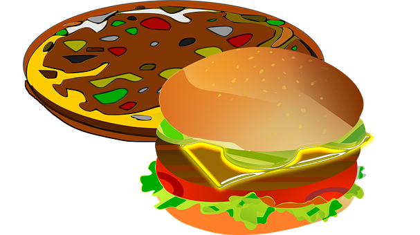 Pizzaand Burger Vector Illustration PNG Image