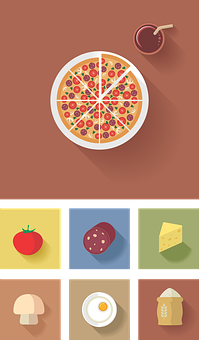 Pizzaand Ingredients Icon Set PNG Image