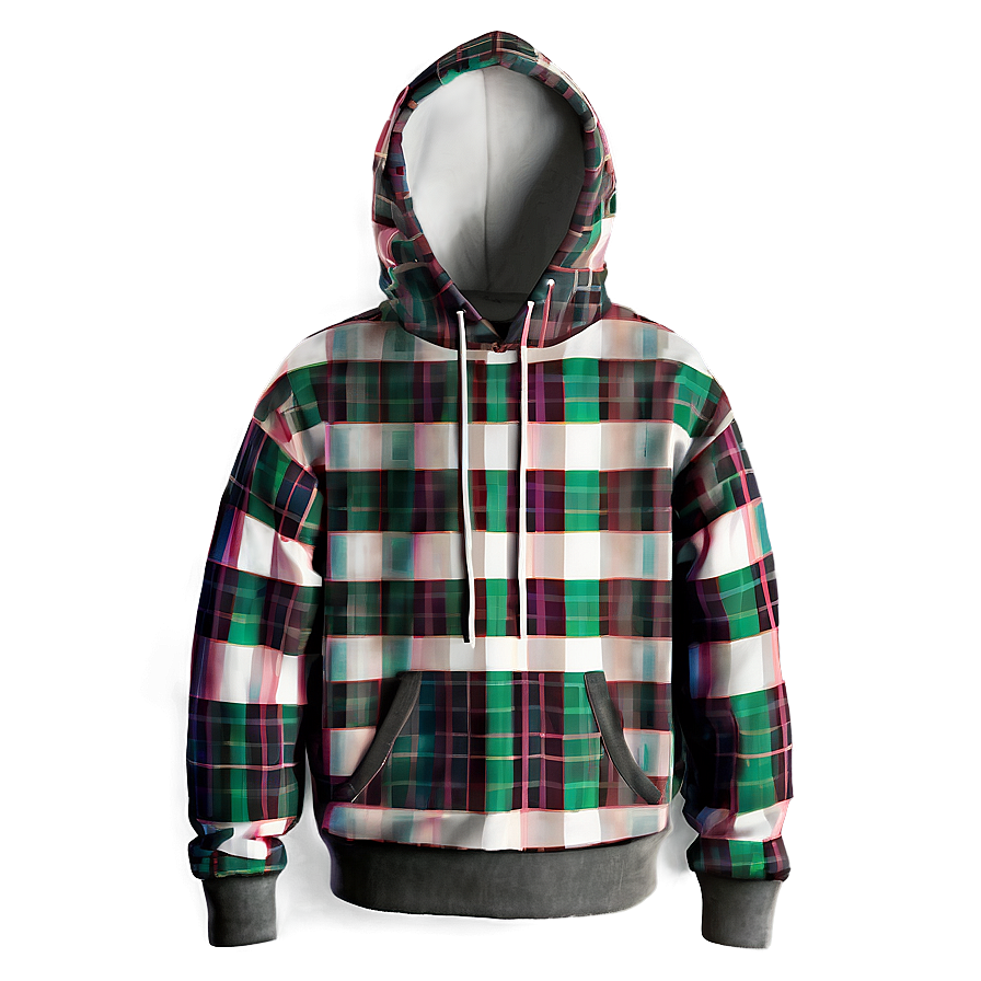 Plaid Hoodie Strings Png Mjf31 PNG Image