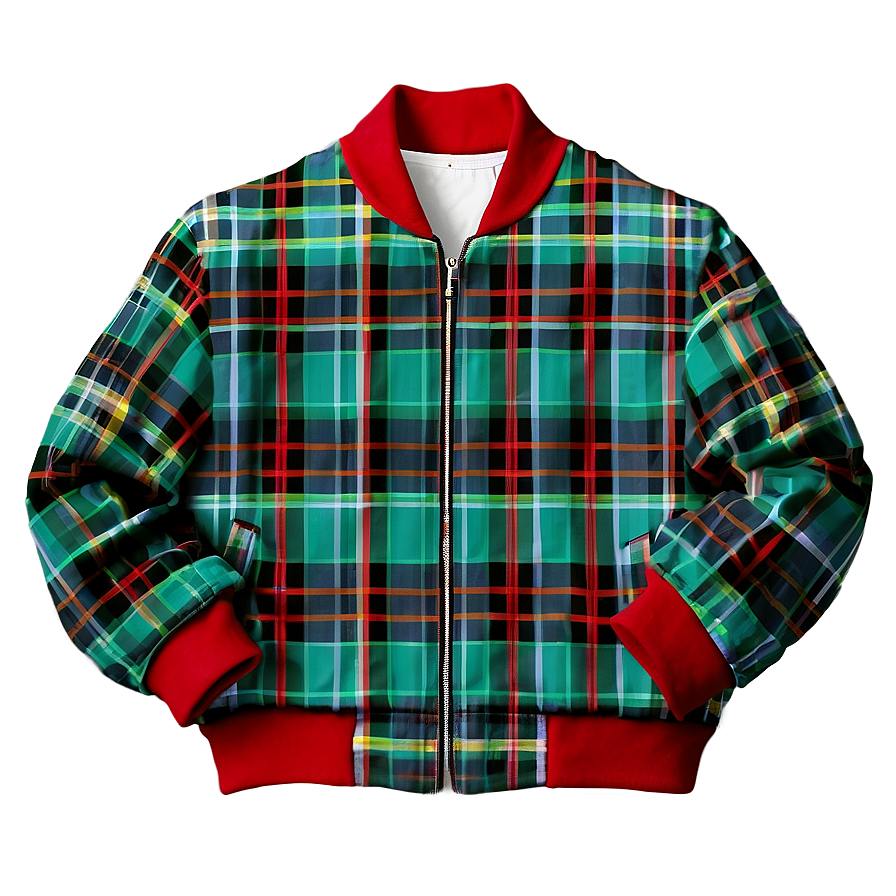 Plaid Pattern Bomber Jacket Png 4 PNG Image