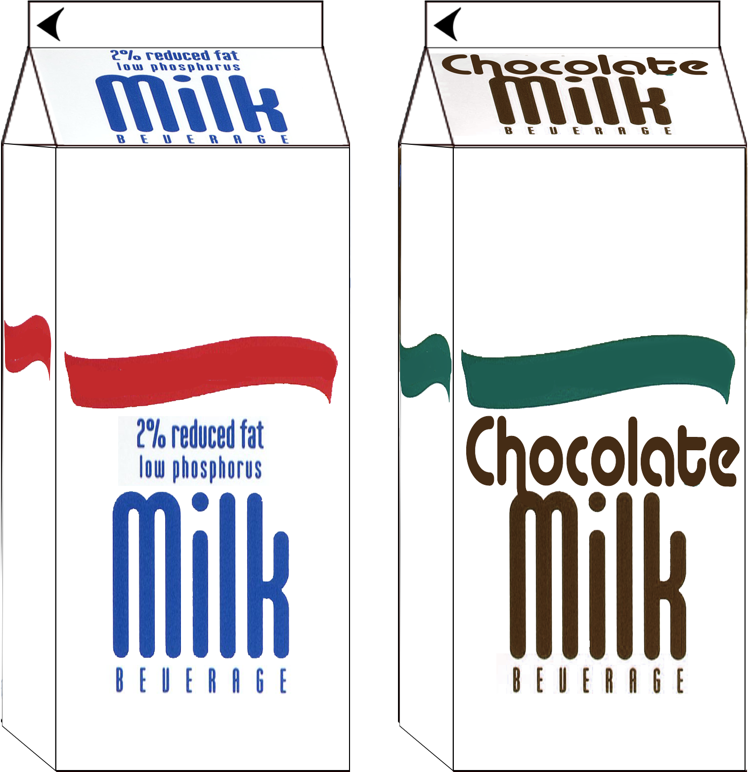 Plainand Chocolate Milk Cartons PNG Image