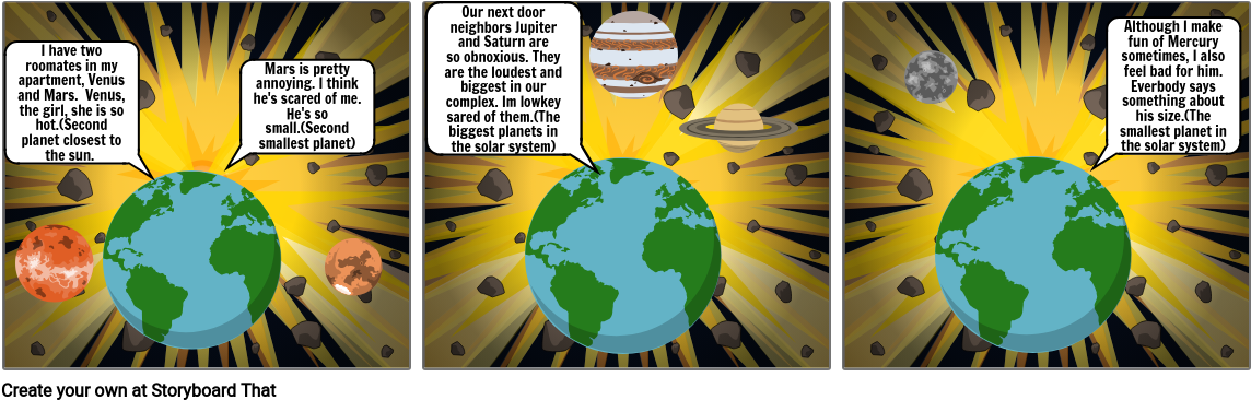 Planetary Personification Comic Strip PNG Image