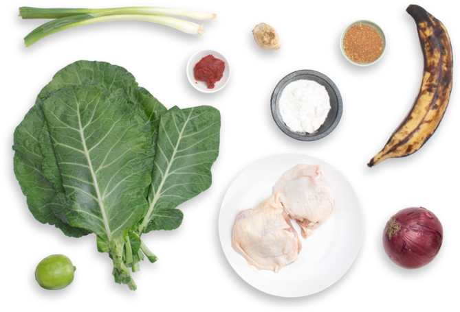 Plantainand Ingredients Layout PNG Image