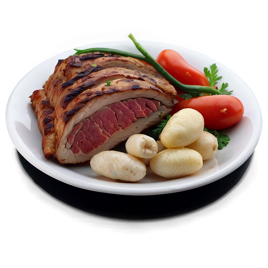 Plate Of Food With Meat Png Poc12 PNG Image