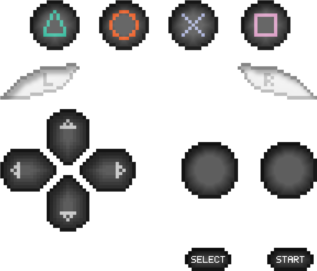 Play Station Controller Buttons Pixel Art PNG Image