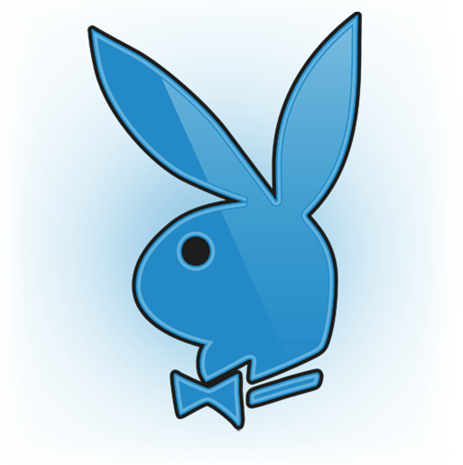 Playboy Bunny Logo Blue Background PNG Image