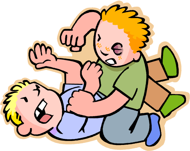 Playful Children Cartoon Fight PNG Image