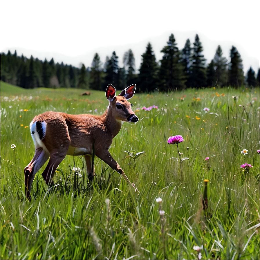 Playful Doe In Meadow Png Kmy PNG Image