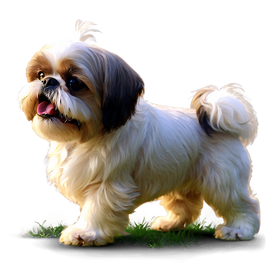 Playful Shih Tzu In Yard Png 1 PNG Image