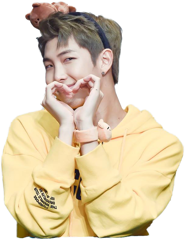 Playful Yellow Hoodie Heart Hands PNG Image