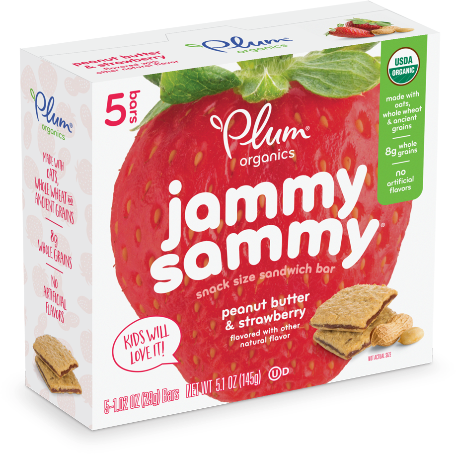 Plum Organics Jammy Sammy Peanut Butter Strawberry Snack Bar Box PNG Image